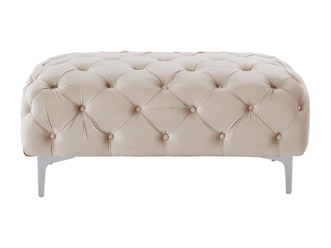 vente unique Pouf chesterfield en velours beige EDWINA