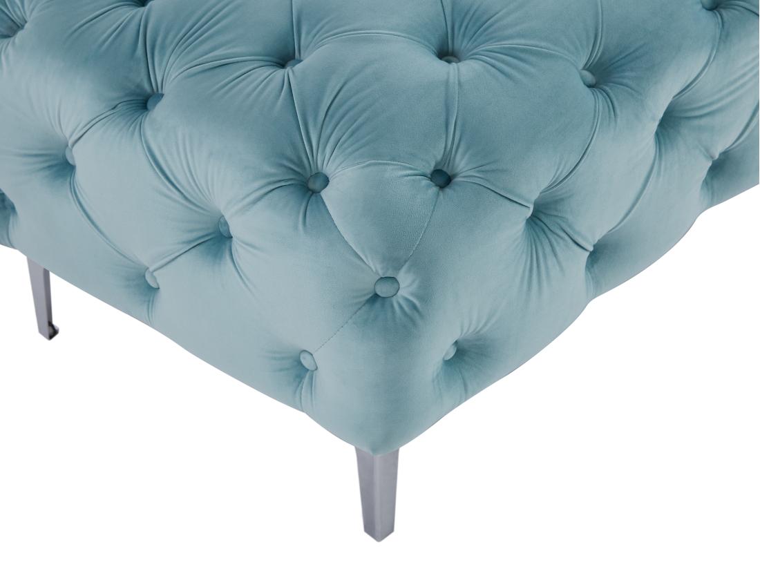 Vente Unique Pouf Chesterfield En Velours Bleu Pastel EDWINA