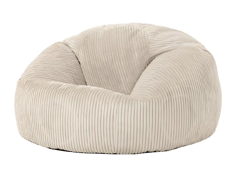 vente unique Pouf classique en velours côtelé beige galet - KINGSTON