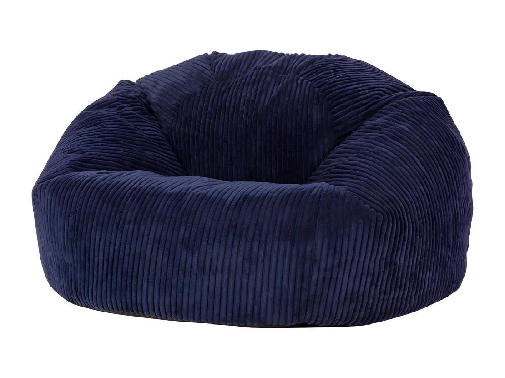 Vente Unique Pouf Classique En Velours Côtelé Bleu Marine - KINGSTON