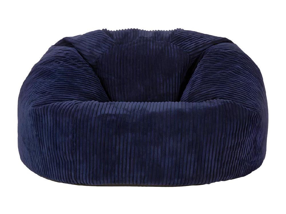Vente Unique Pouf Classique En Velours Côtelé Bleu Marine - KINGSTON