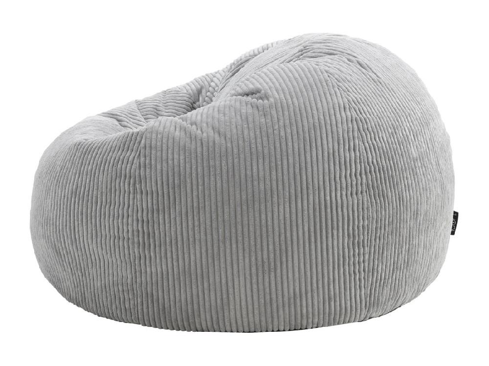Vente Unique Pouf Classique En Velours Côtelé Gris - KINGSTON