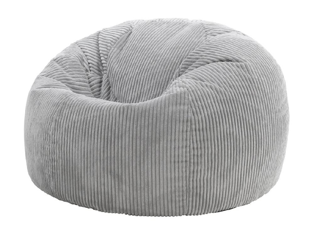 vente unique Pouf classique en velours côtelé gris - KINGSTON