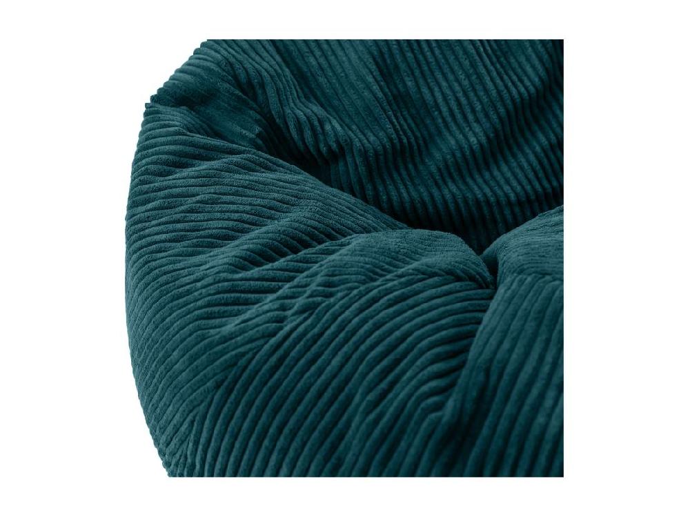 Vente Unique Pouf Classique Et Son Repose-pied Velours Côtelé Bleu Canard - KINGSTON