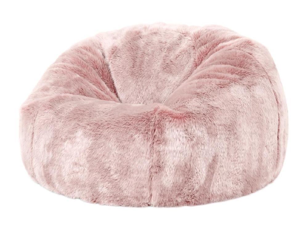 vente unique Pouf classique imitation fourrure pour enfants rose poudré