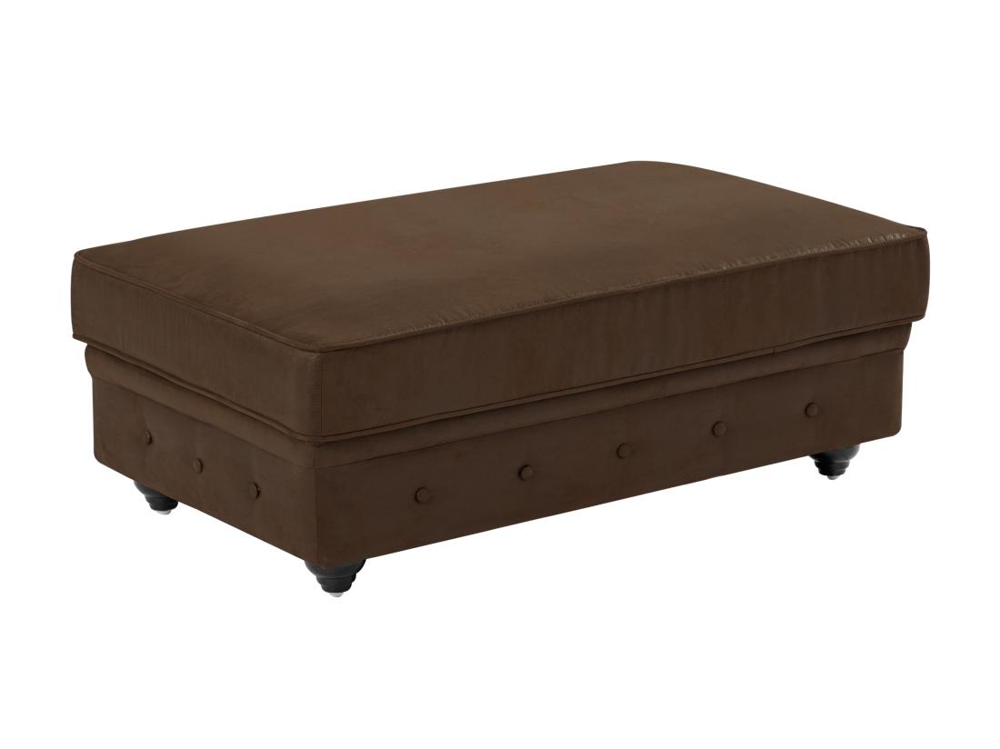 Vente Unique Pouf Coffre De Rangement En Microfibre Aspect Cuir Vieilli CHESTERFIELD