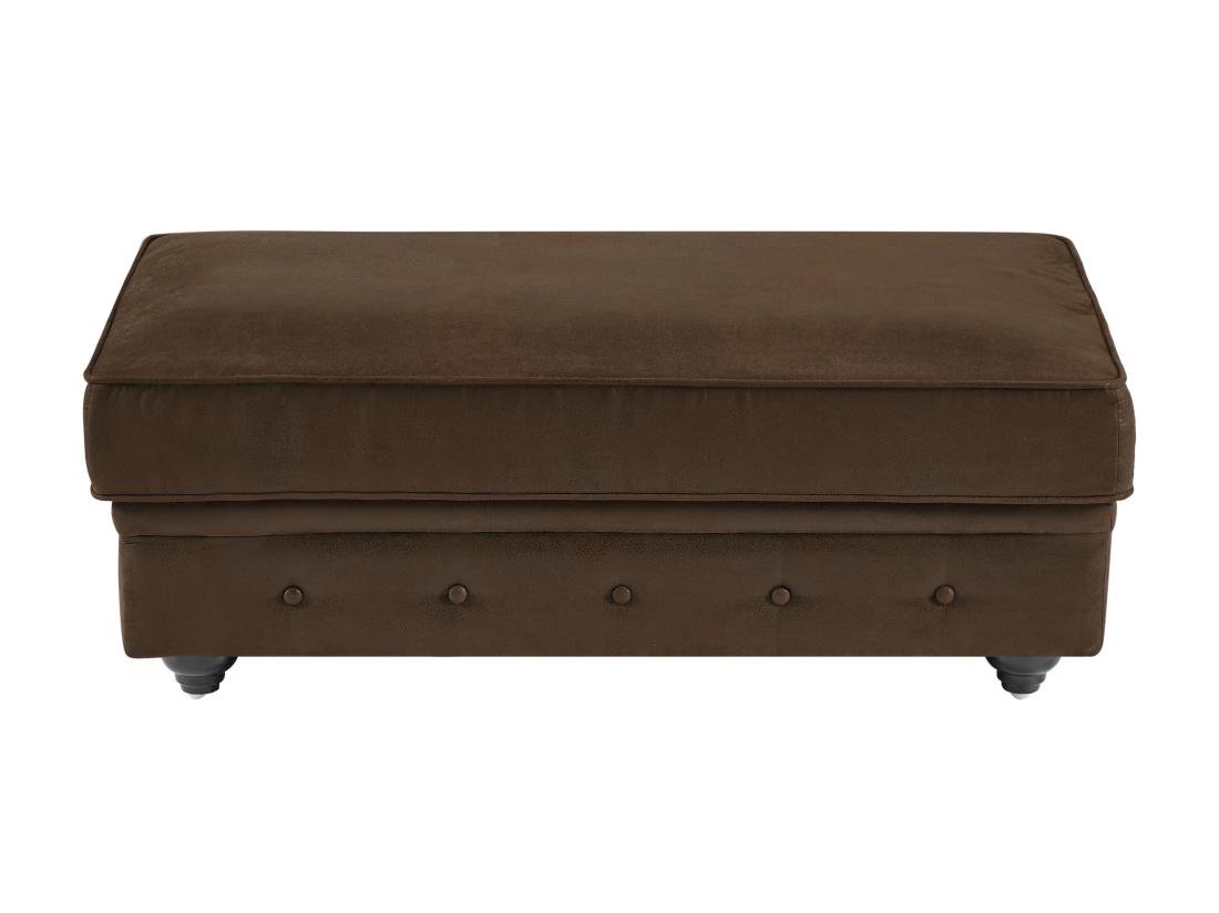 Vente Unique Pouf Coffre De Rangement En Microfibre Aspect Cuir Vieilli CHESTERFIELD
