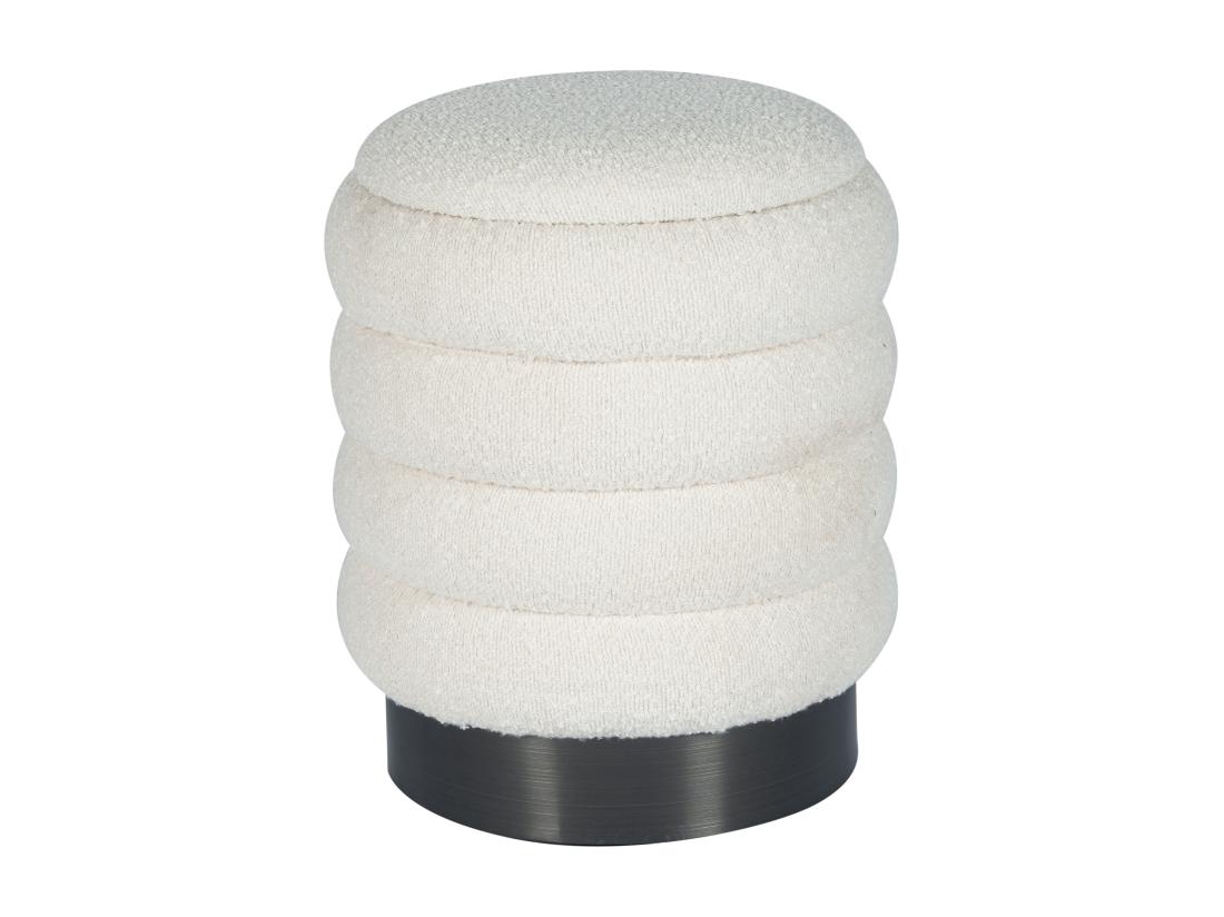 Vente Unique Pouf Coffre De Rangement En Tissu Bouclette Blanc ESDALO