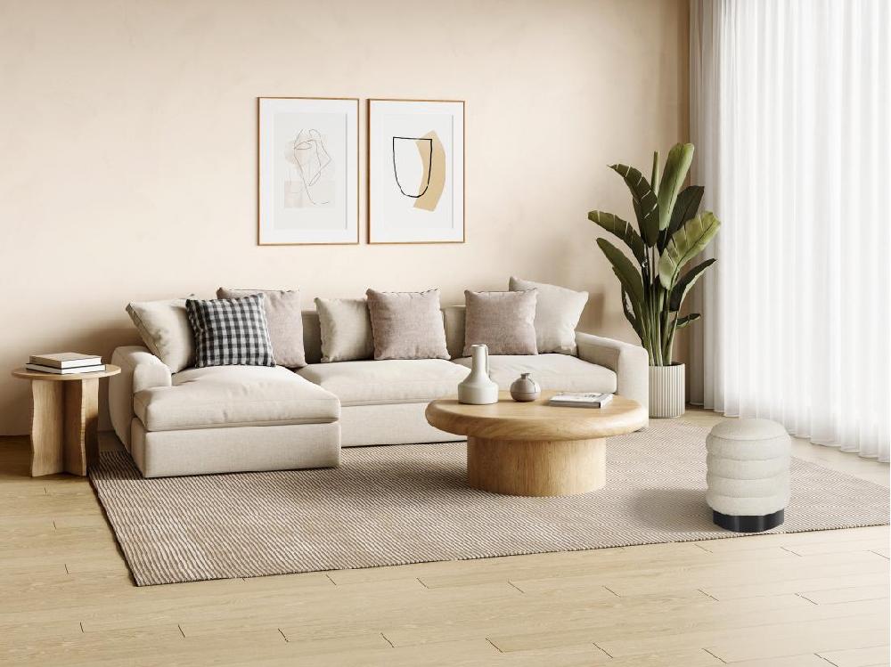 Vente Unique Pouf Coffre De Rangement En Tissu Bouclette Blanc ESDALO