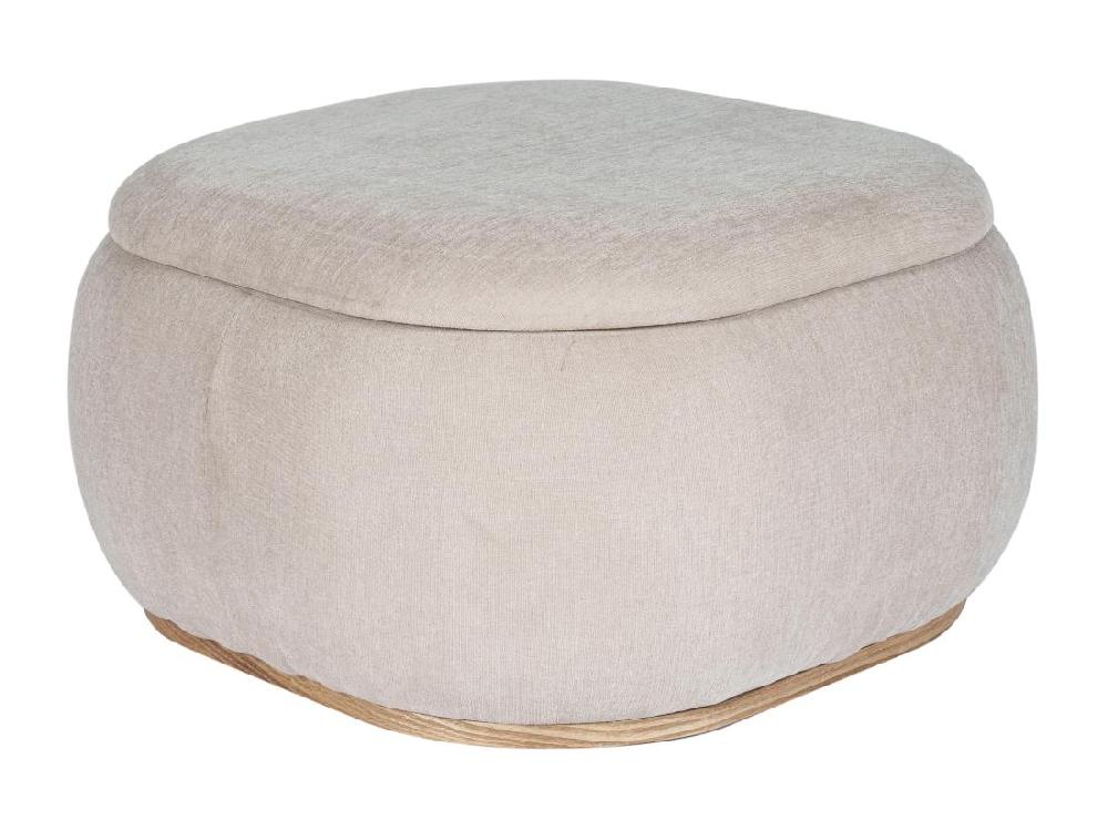 Vente Unique Pouf Coffre De Rangement En Tissu Texturé Beige TINETIA