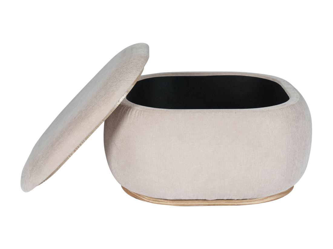 Vente Unique Pouf Coffre De Rangement En Tissu Texturé Beige TINETIA