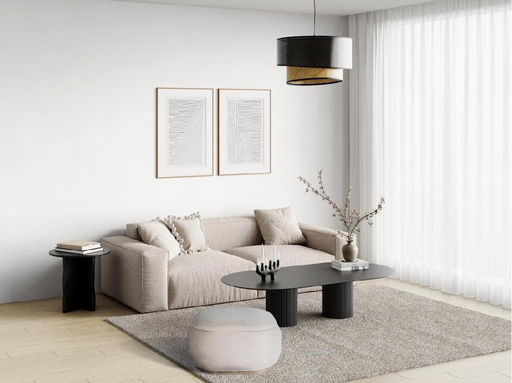 vente unique Pouf coffre de rangement en tissu texturé beige TINETIA