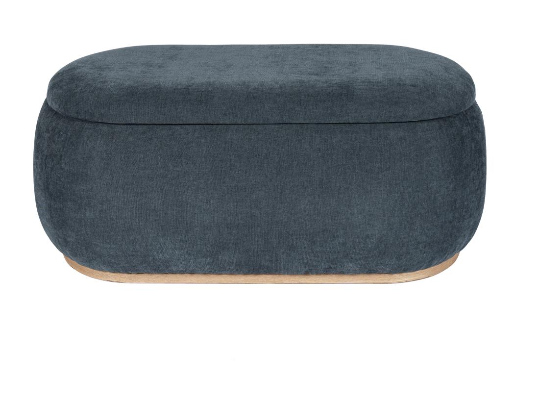 Vente Unique Pouf Coffre De Rangement En Tissu Texturé Bleu MOPILO
