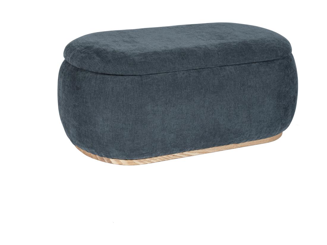 Vente Unique Pouf Coffre De Rangement En Tissu Texturé Bleu MOPILO