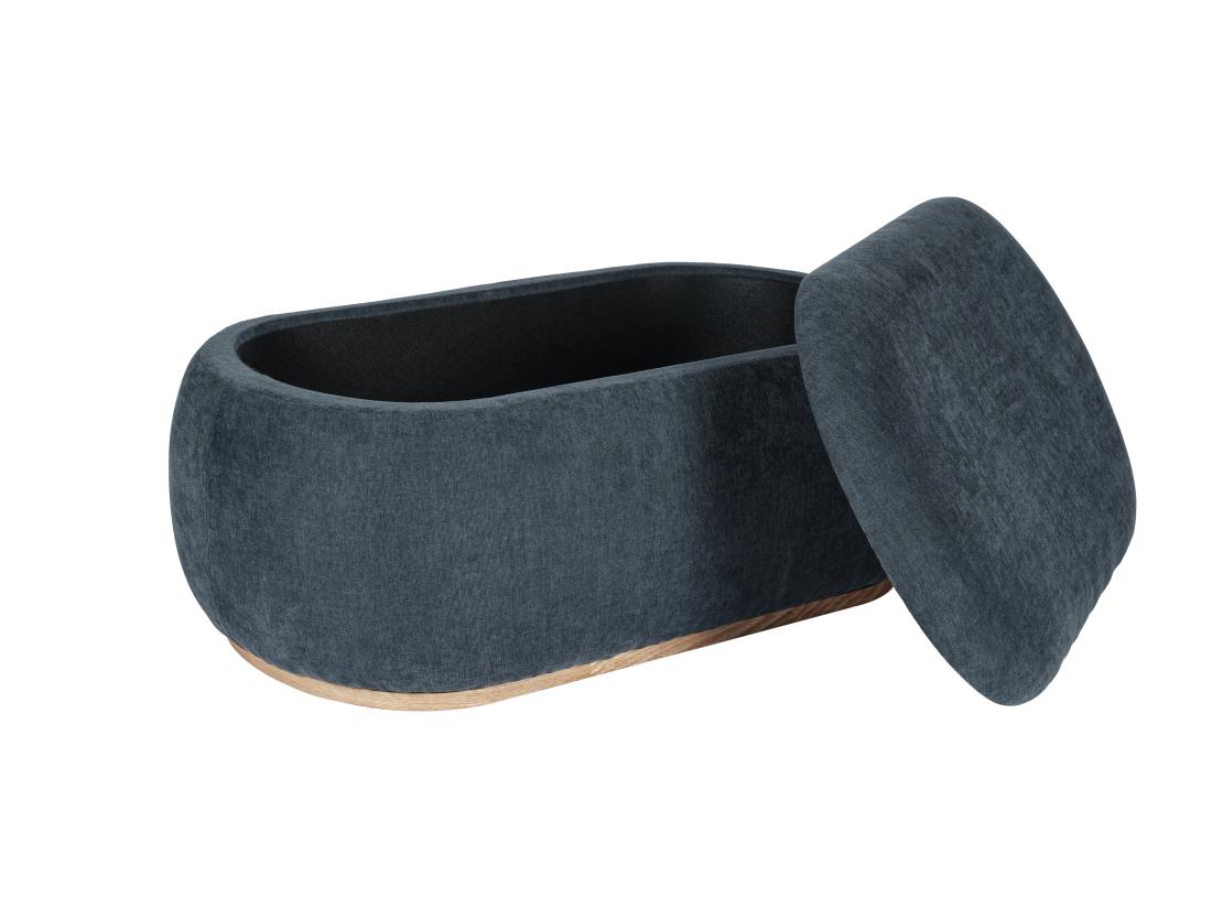 Vente Unique Pouf Coffre De Rangement En Tissu Texturé Bleu MOPILO