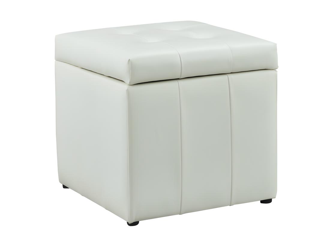 Vente Unique Pouf Coffre De Rangement SERAFINO En Simili - Blanc