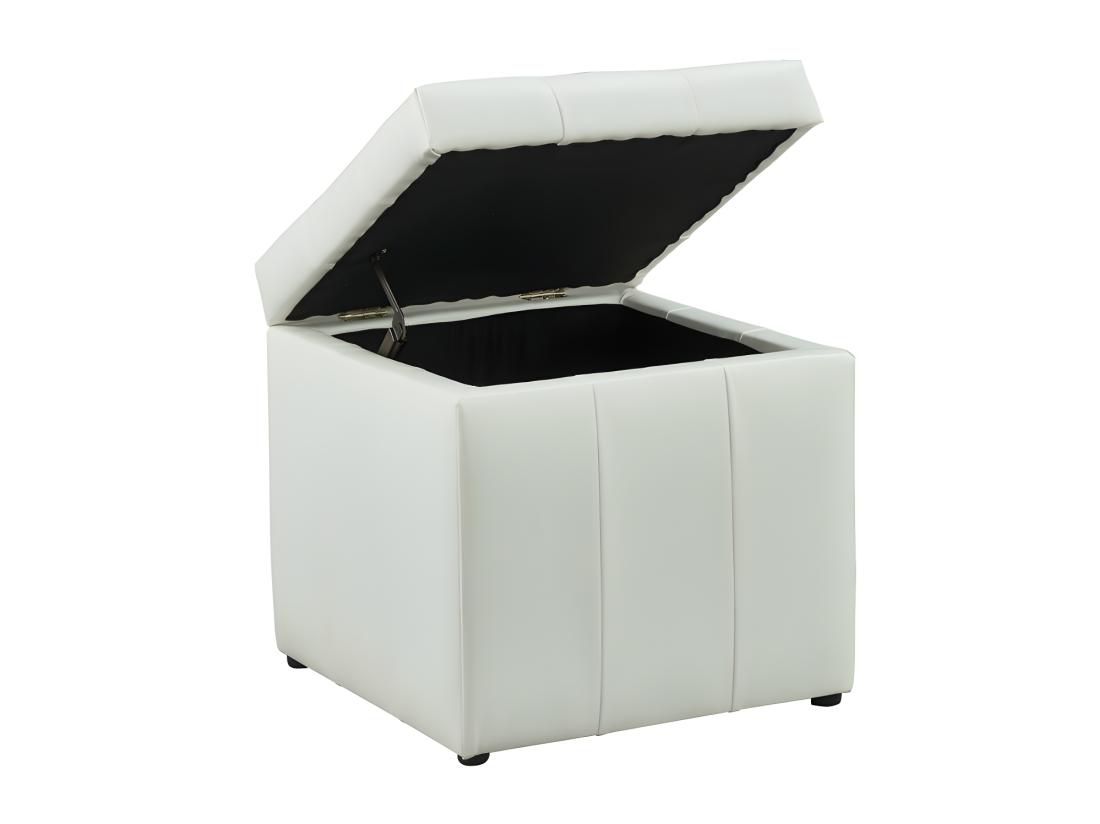 Vente Unique Pouf Coffre De Rangement SERAFINO En Simili - Blanc