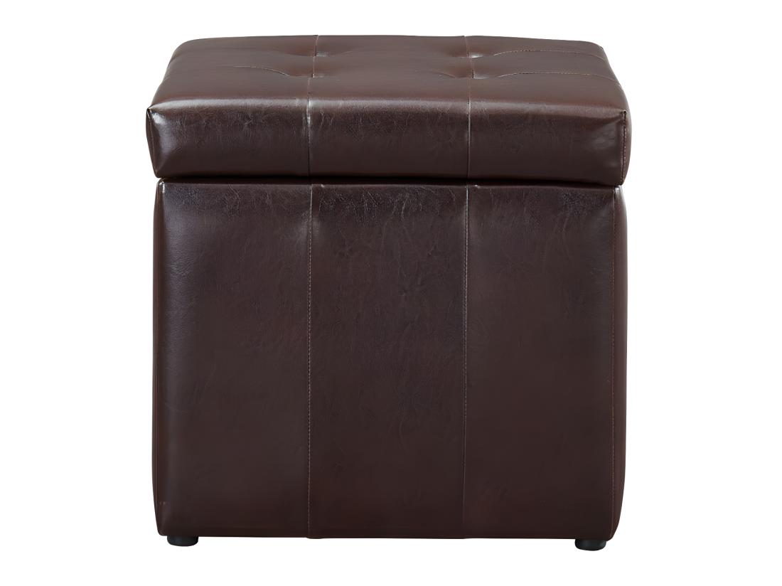 Vente Unique Pouf Coffre De Rangement SERAFINO En Simili - Marron