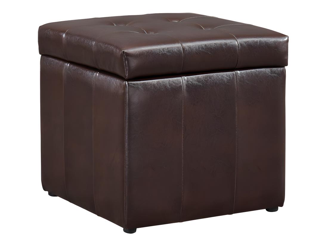 Vente Unique Pouf Coffre De Rangement SERAFINO En Simili - Marron