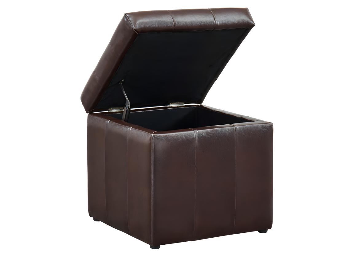 Vente Unique Pouf Coffre De Rangement SERAFINO En Simili - Marron