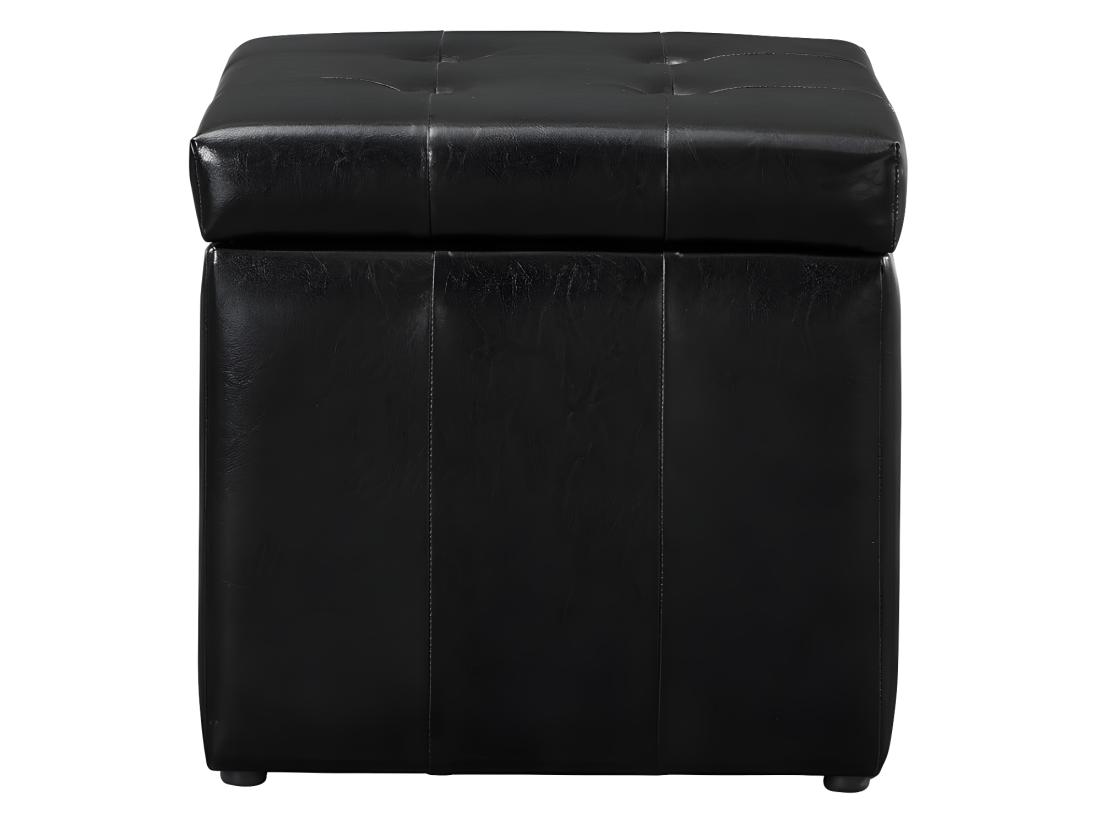 Vente Unique Pouf Coffre De Rangement SERAFINO En Simili - Noir