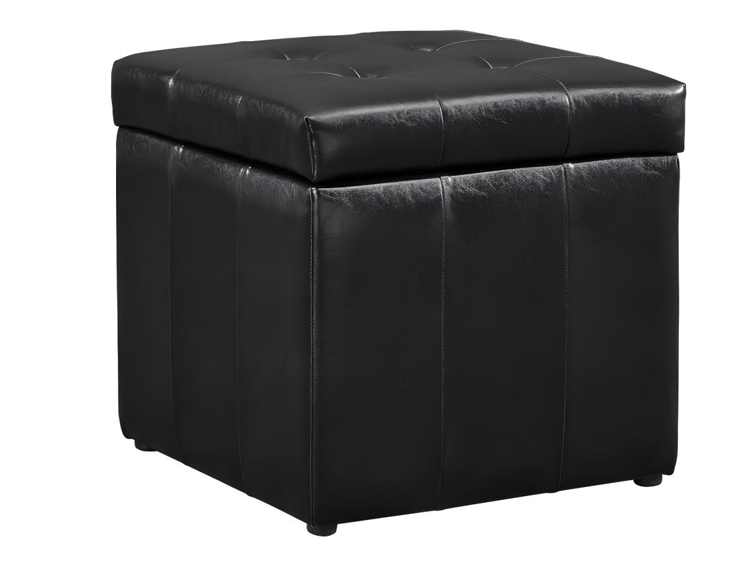 Vente Unique Pouf Coffre De Rangement SERAFINO En Simili - Noir