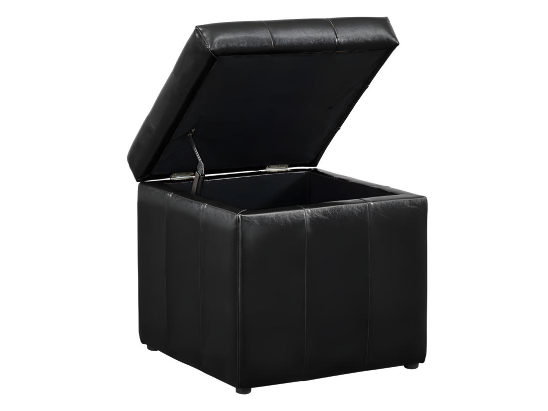 Vente Unique Pouf Coffre De Rangement SERAFINO En Simili - Noir