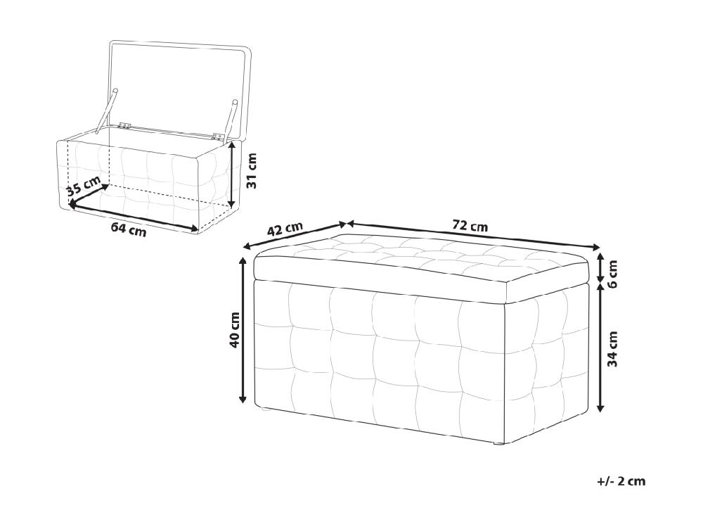 Vente Unique Pouf De Rangement MICHIGAN Velours Bleu Azur