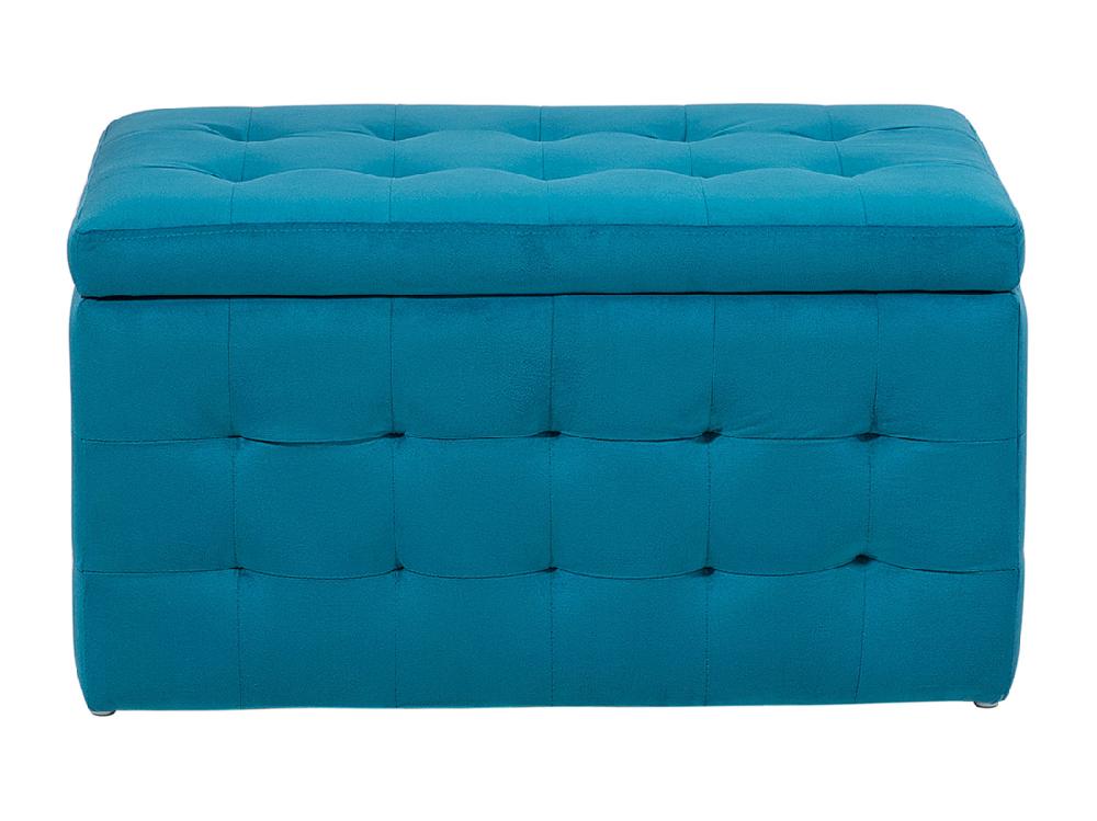 Vente Unique Pouf De Rangement MICHIGAN Velours Bleu Azur