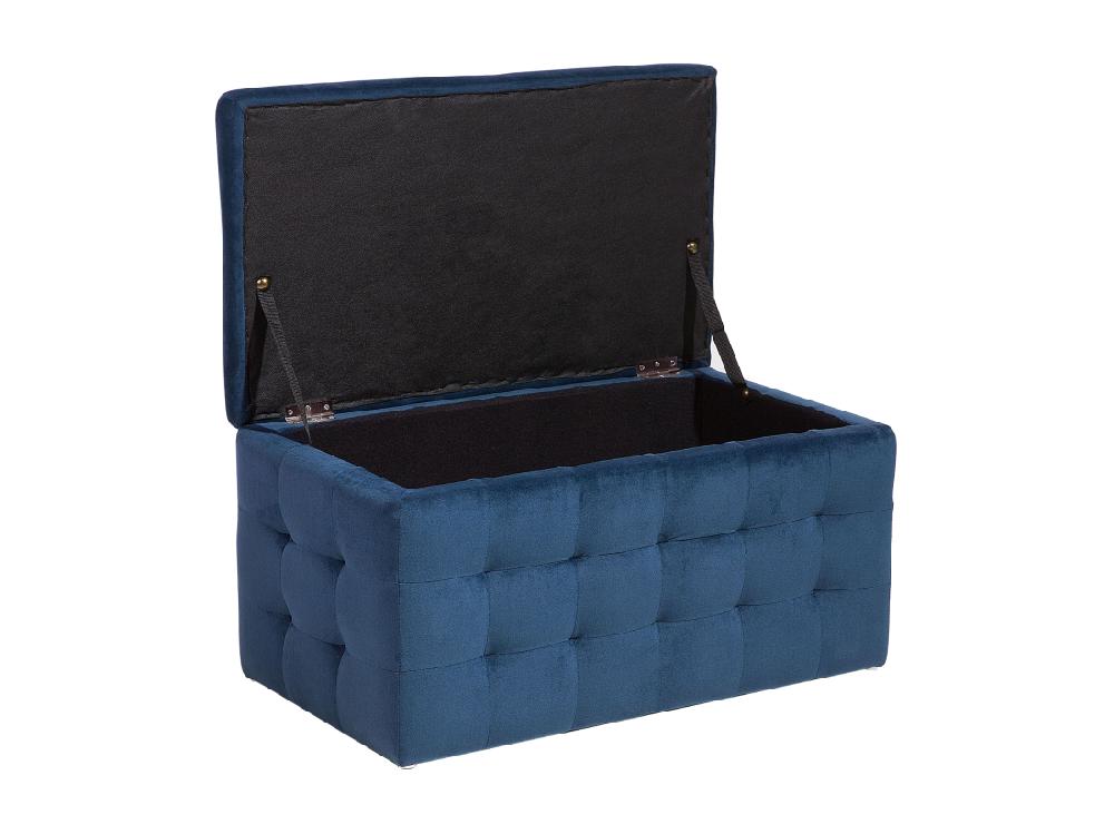 Vente Unique Pouf De Rangement MICHIGAN Velours Bleu Foncé