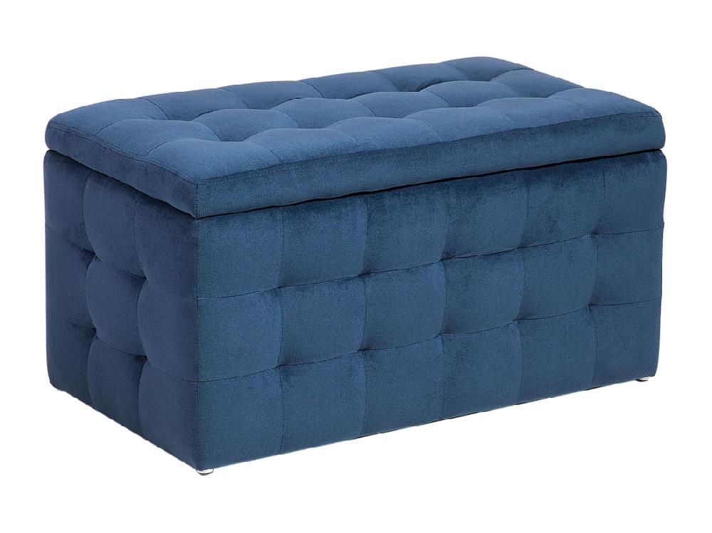 vente unique Pouf de rangement MICHIGAN Velours Bleu foncé