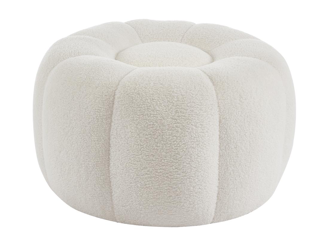 Vente Unique Pouf Design Fleur En Tissu Bouclette Blanc DELPODA