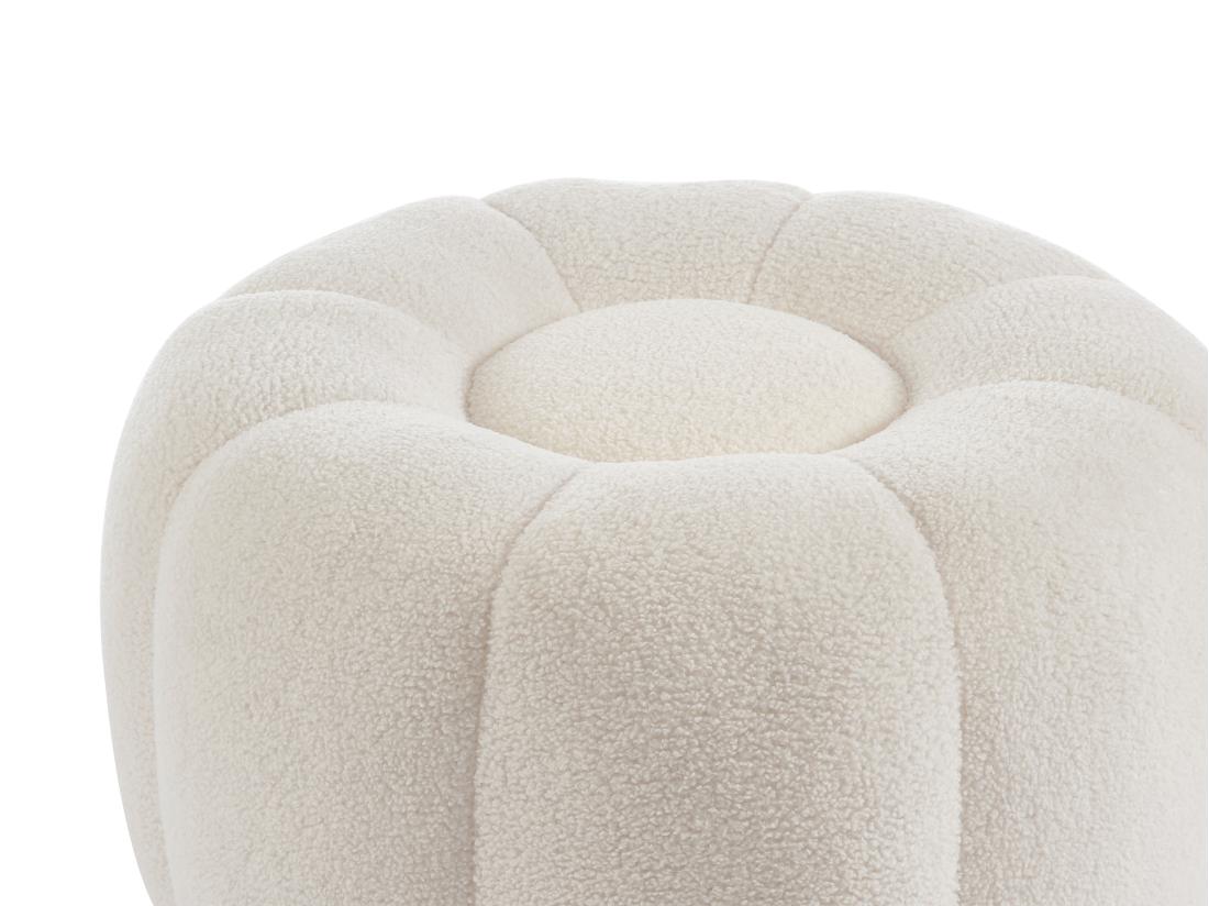 Vente Unique Pouf Design Fleur En Tissu Bouclette Blanc DELPODA
