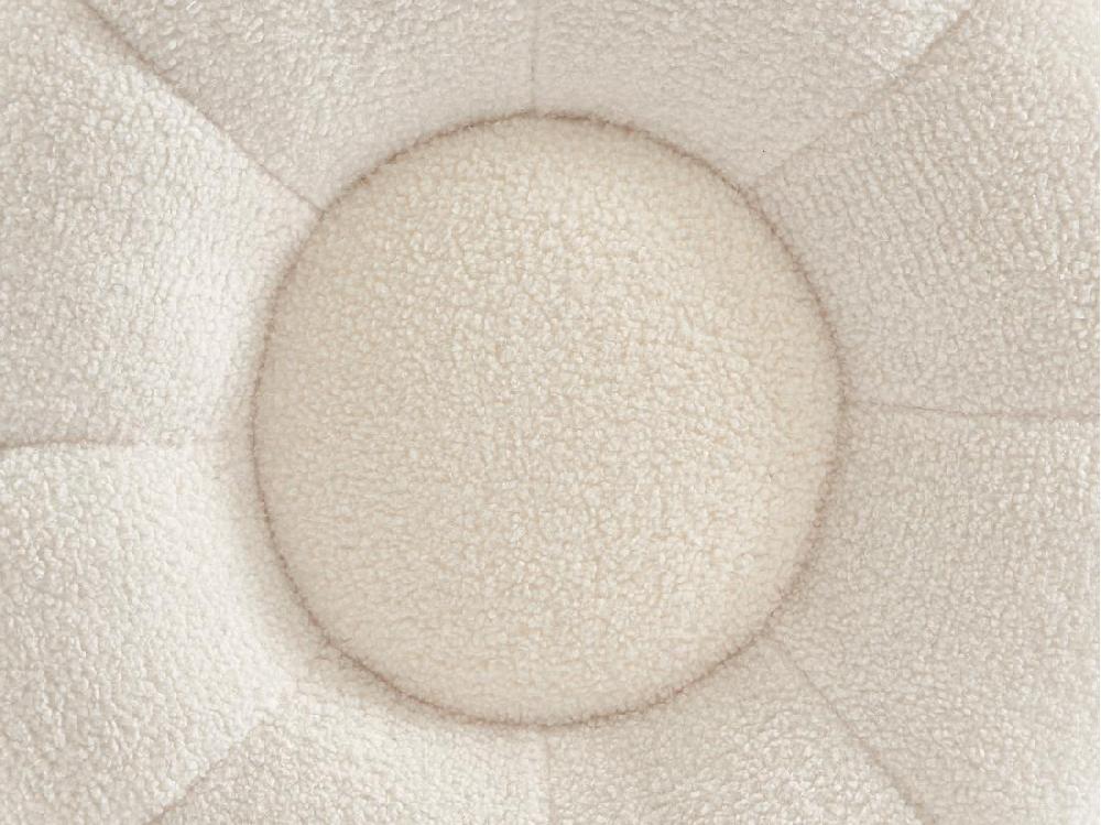 Vente Unique Pouf Design Fleur En Tissu Bouclette Blanc DELPODA