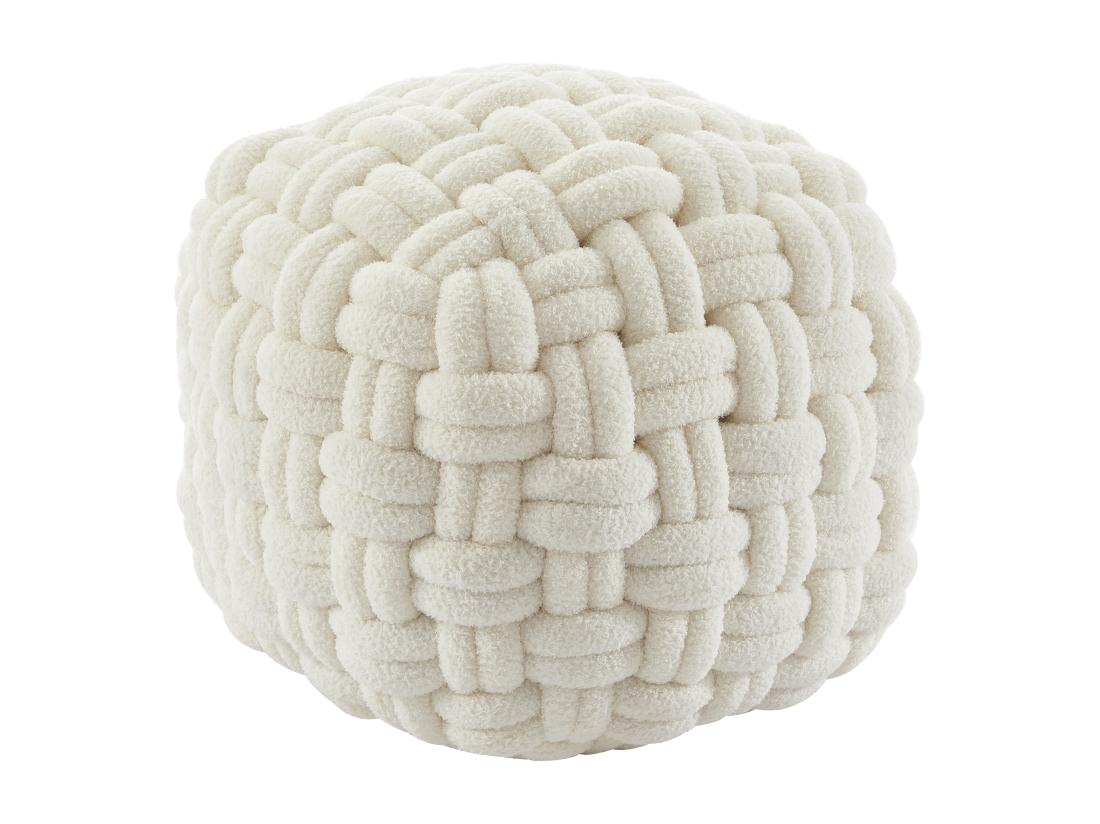 Vente Unique Pouf Design Noeud En Tissu Bouclette Blanc NOBAO
