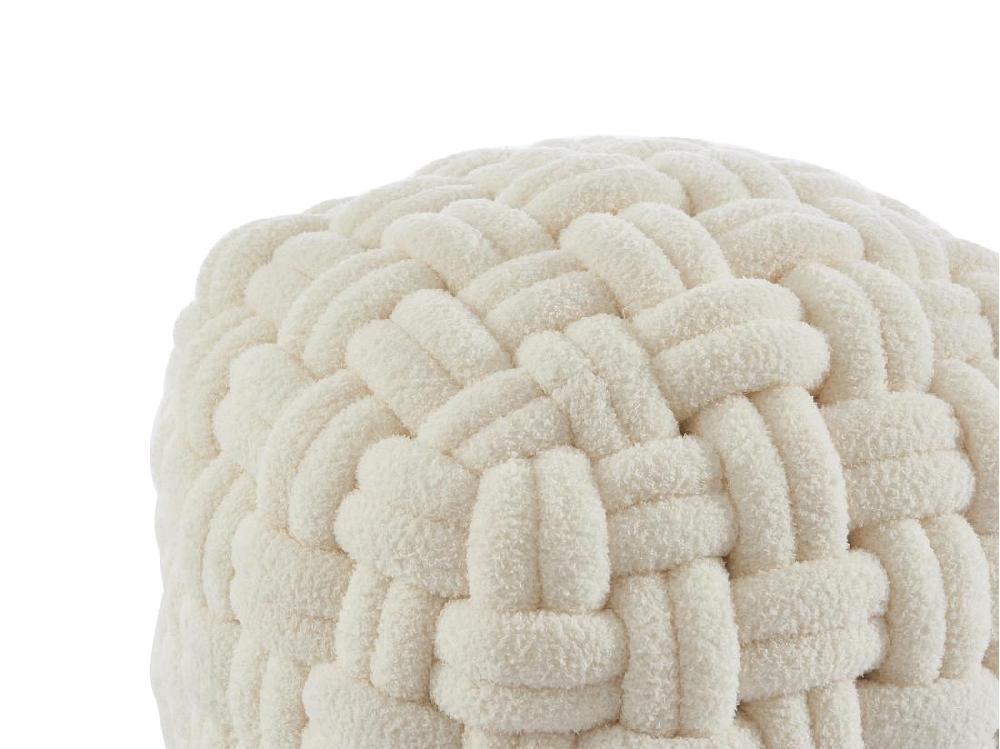 Vente Unique Pouf Design Noeud En Tissu Bouclette Blanc NOBAO