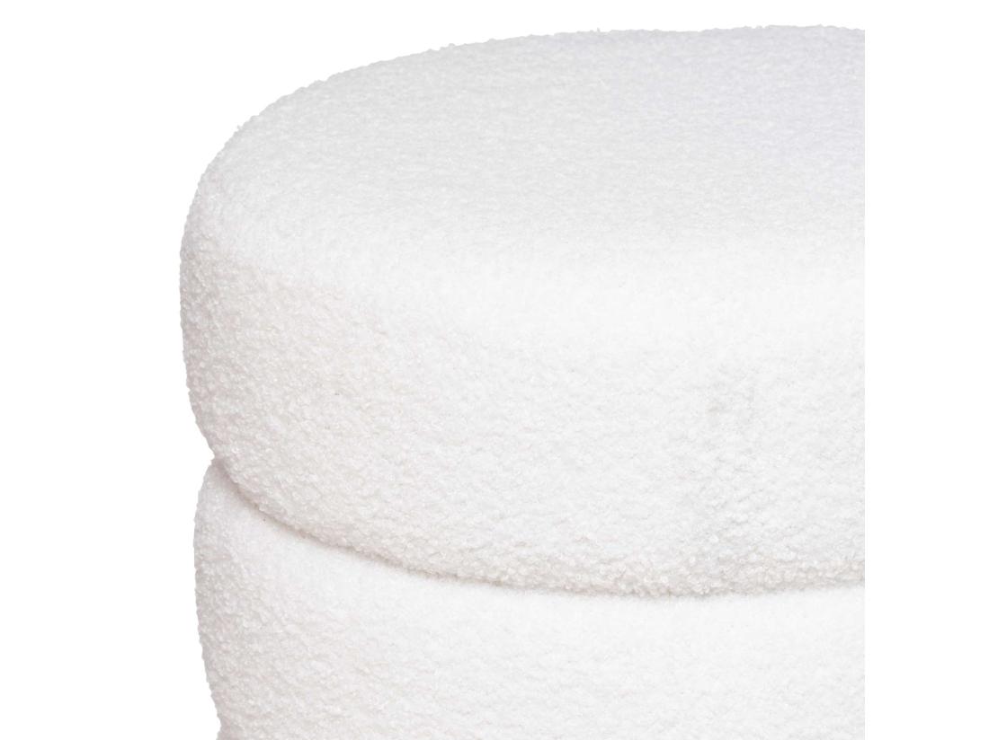 Vente Unique Pouf En Tissu Bouclé Blanc D 40 X H 40 Cm