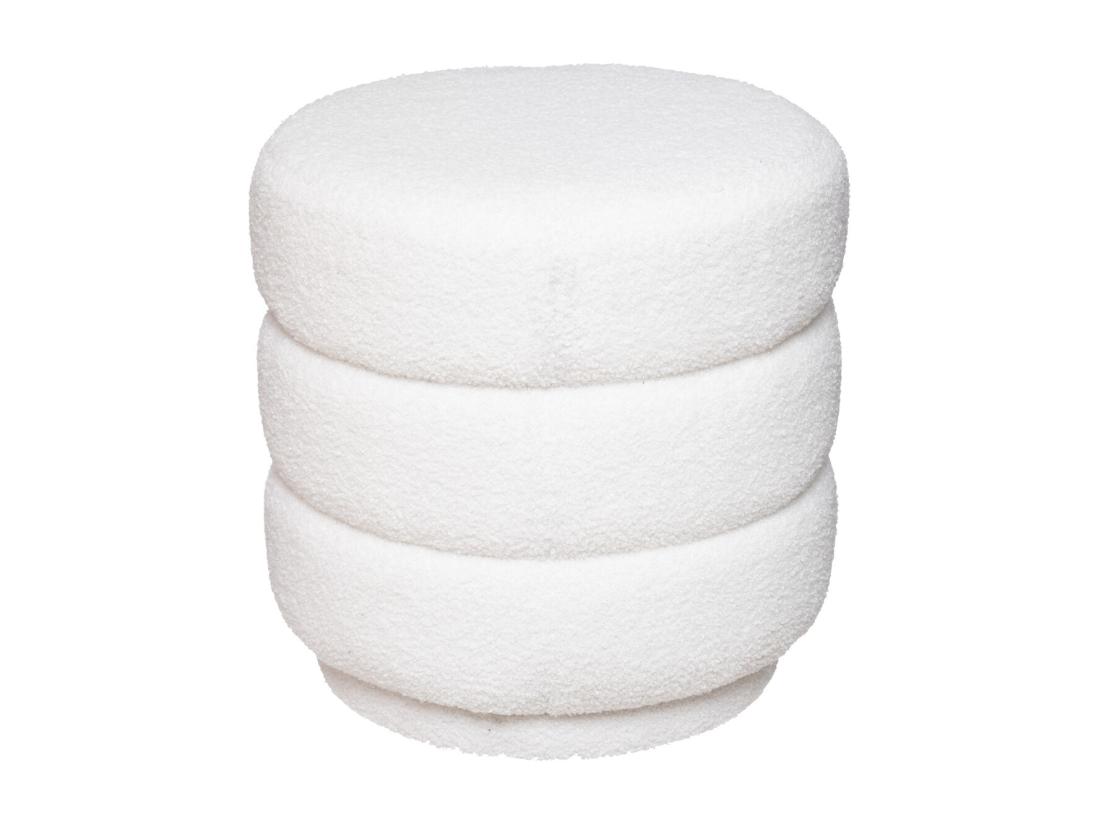 vente unique Pouf en Tissu bouclé Blanc D 40 x H 40 cm