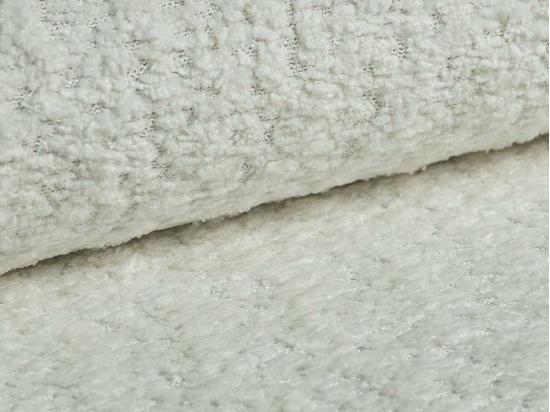 Vente Unique Pouf En Tissu Bouclette Blanc Ivoire AREMIA
