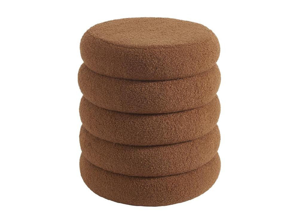 Vente Unique Pouf En Tissu Bouclette Terracotta ECAMBI