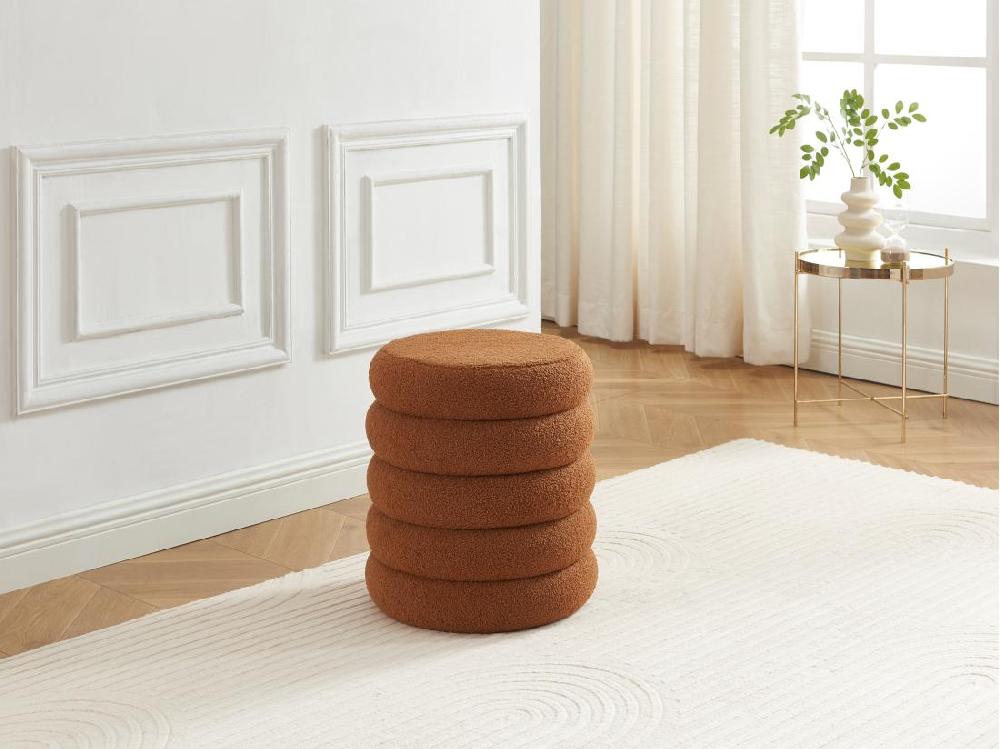 vente unique Pouf en tissu bouclette terracotta ECAMBI