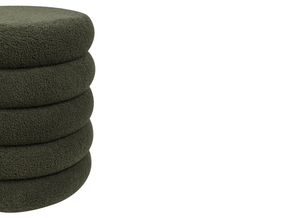 Vente Unique Pouf En Tissu Bouclette Vert Sapin ECAMBI