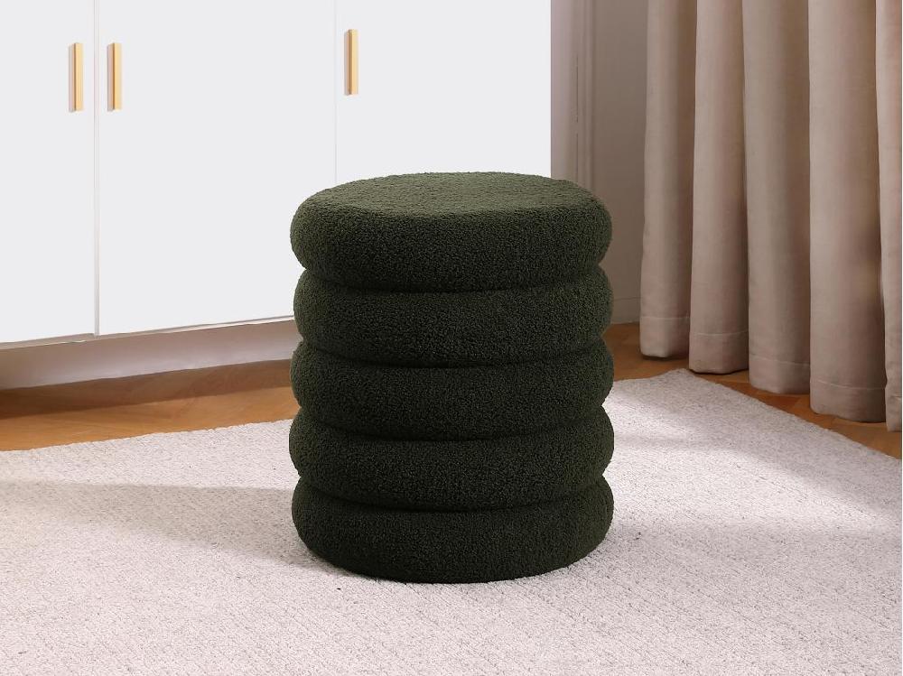 vente unique Pouf en tissu bouclette vert sapin ECAMBI