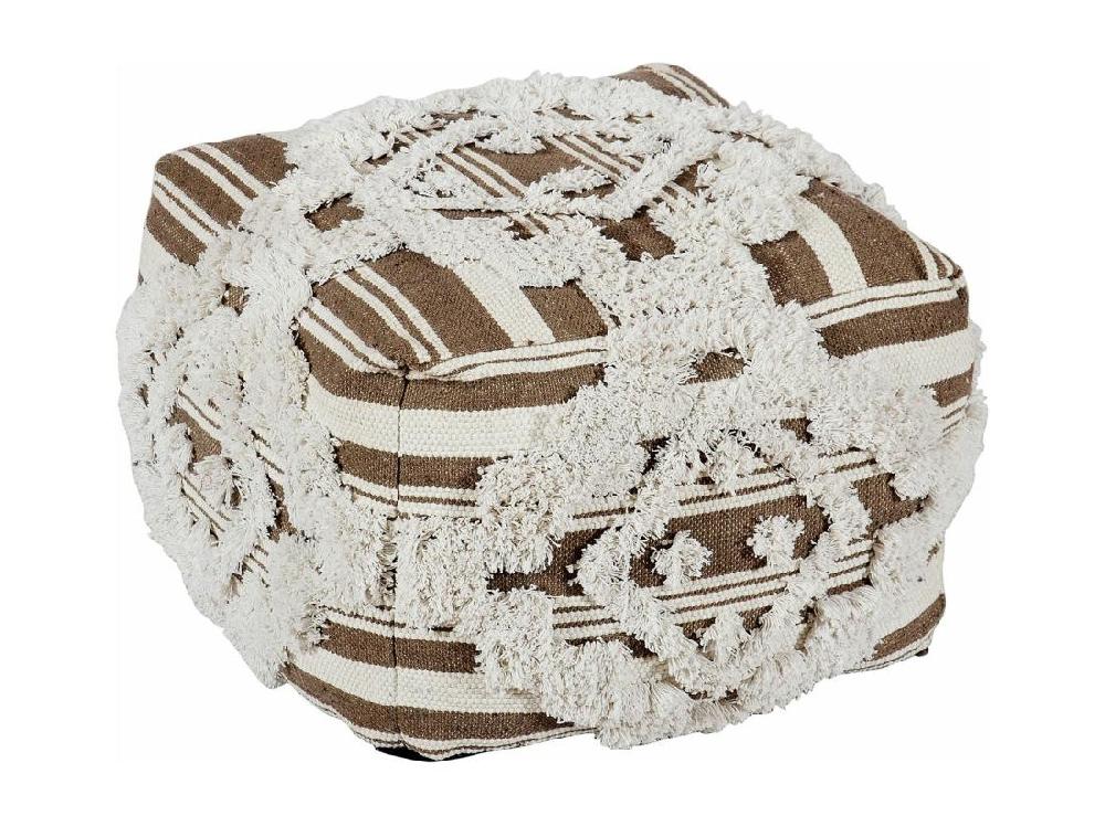 Vente Unique Pouf En Tissu Macramé "Tougan" 60cm Marron