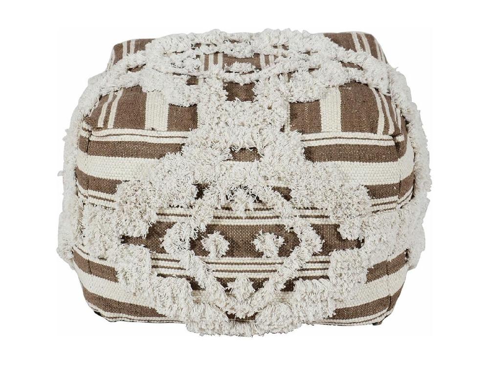 Vente Unique Pouf En Tissu Macramé "Tougan" 60cm Marron