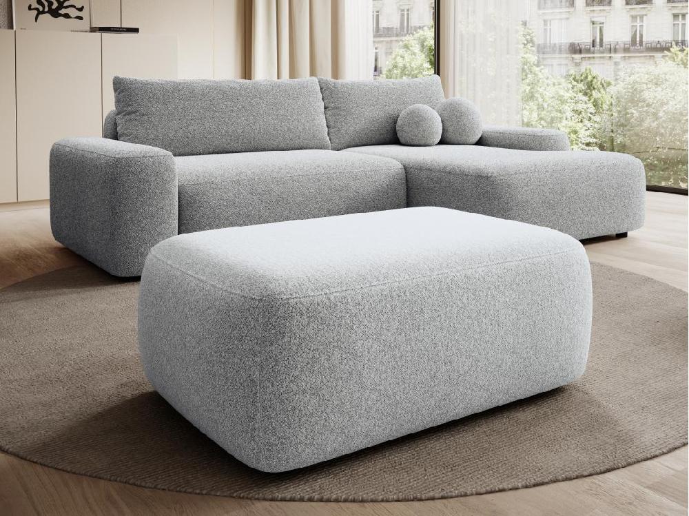 vente unique Pouf en tissu texturé gris clair DAVISO