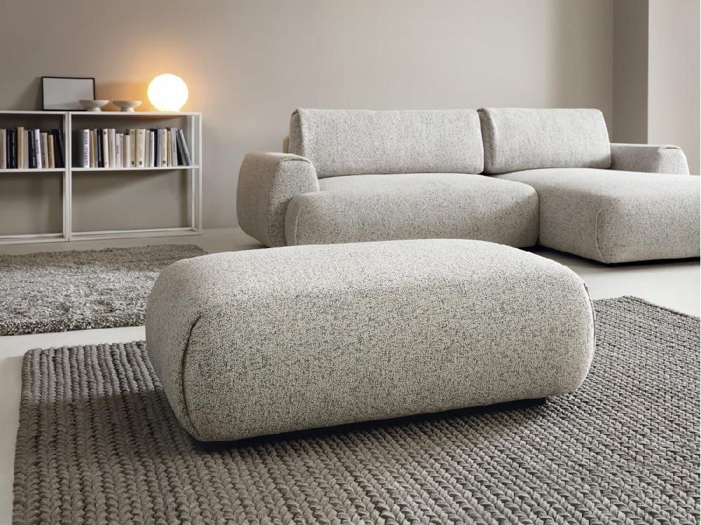 vente unique Pouf en tissu texturé gris clair MONELIA