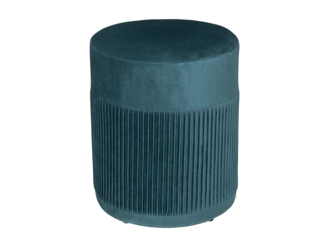 Vente Unique Pouf En Velours Bleu Canard D. 31 X H. 38 Cm