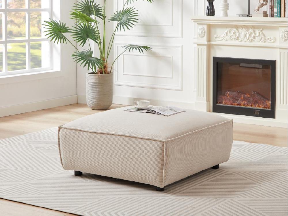 vente unique Pouf en velours côtelé beige BORORE de Pascal Morabito