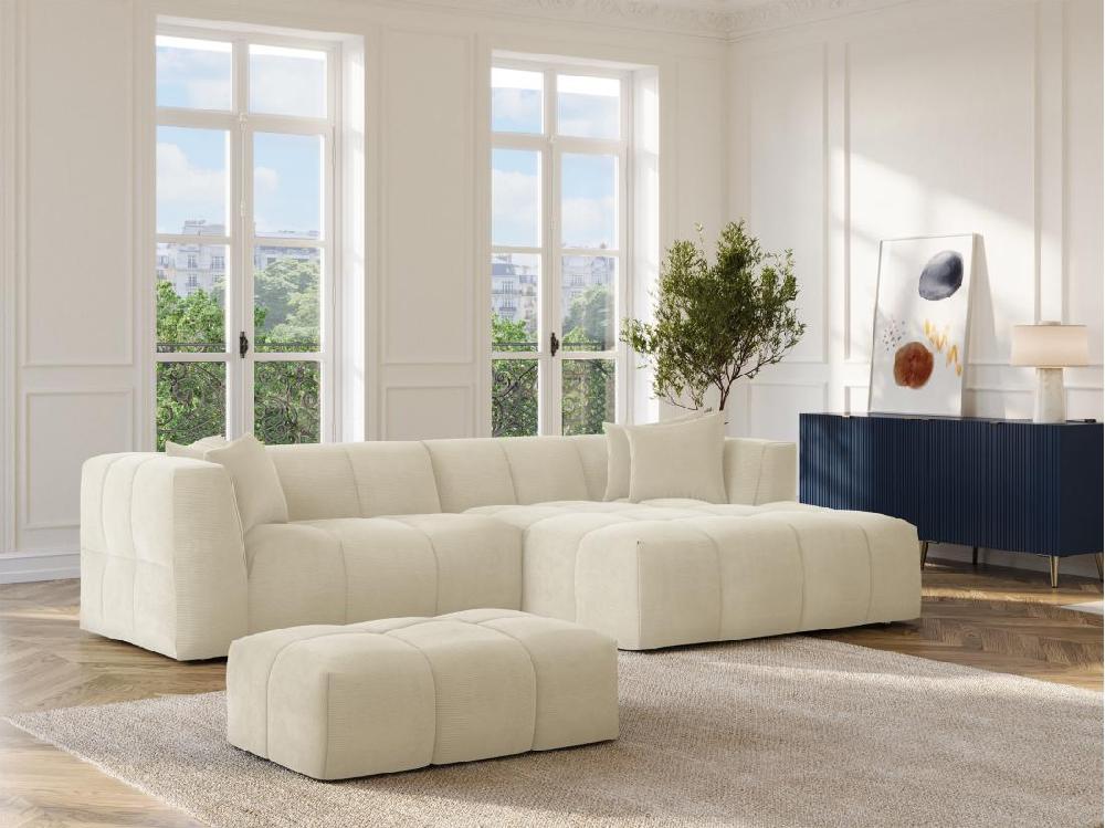 vente unique Pouf en velours côtelé beige NAEMIA de Maison Céphy